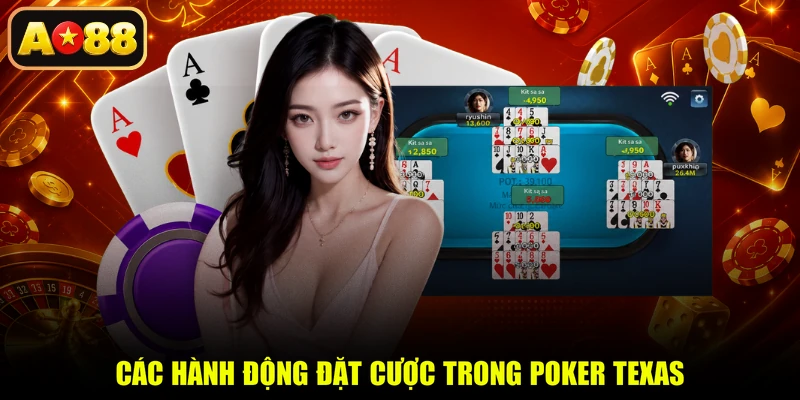 Các hành động đặt cược trong Poker Texas